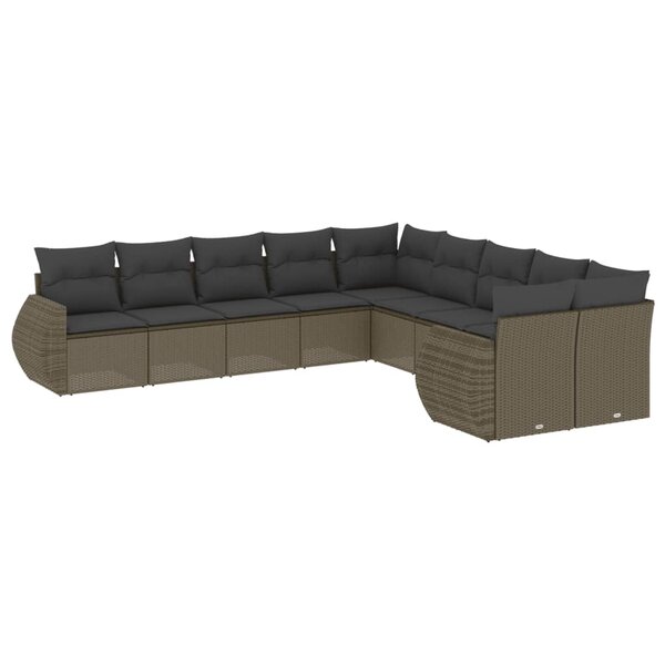 vidaXL Salon de jardin avec coussins 10 Pièces gris clair résine tressée