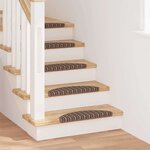 vidaXL Tapis d'escalier auto-adhésifs 15 Pièces Marron 56 x 17 x 3 cm
