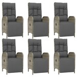 vidaXL Ensemble à manger jardin et coussins 7 Pièces gris rotin