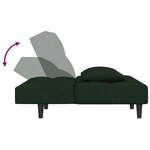 vidaXL Canapé-lit à 2 places avec deux oreillers Vert foncé Velours