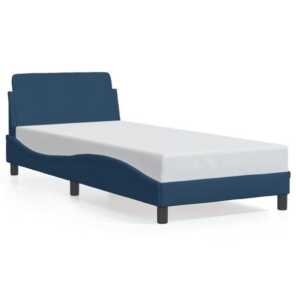 vidaXL Cadre de lit avec tête de lit sans matelas bleu 80x200 cm tissu