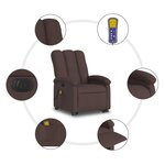 vidaXL Fauteuil de massage inclinable électrique Marron foncé Tissu