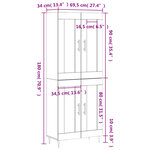 vidaXL Buffet haut Sonoma gris 69 5x34x180 cm Bois d'ingénierie