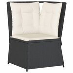 vidaXL Canapé d'angle de jardin avec coussins noir résine tressée