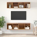 vidaXL Meuble TV mural avec étagère avec stockage 4 Pièces Vieux bois 37 x 37 x 72 cm