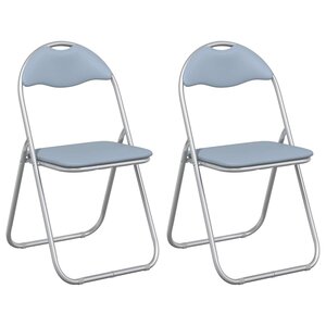 vidaXL Chaise pliante 2 pc Simili cuir Gris 48 x 43 5 x 81 cm
