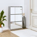 vidaXL Armoire à chaussures miroir 3 niveaux Sonoma gris 63x17x102 5cm