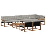 vidaXL Ensemble de canapés d'extérieur 9 Pièces Gris Naturel et Clair