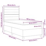 vidaXL Lit à ressorts avec matelas Gris foncé 90 x 190 cm tissu