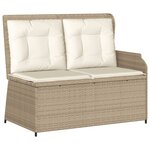 vidaXL Banc inclinable de jardin avec coussins beige résine tressée