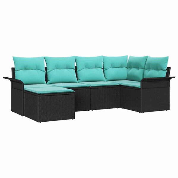 vidaXL Ensemble de canapé de jardin avec stockage 6 Pièces Noir polyrotin