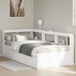 vidaXL Lit bibliothèque sans matelas blanc 90x190cm bois de pin massif