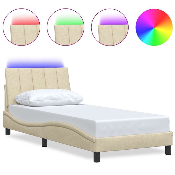 vidaXL Cadre de lit sans matelas crème 90x190 cm tissu
