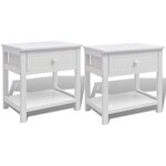 vidaXL Table de chevet 2 Pièces Bois Blanc