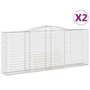 vidaXL Paniers à gabions arqués 2 Pièces 400x50x160/180 cm fer galvanisé