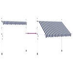 vidaXL Auvent rétractable manuel 250 cm Rayures bleues et blanches