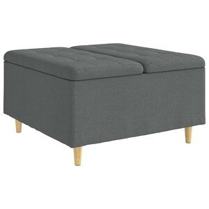 vidaXL Pouf de rangement avec coussin Gris foncé 80 x 80 x 45 cm tissu