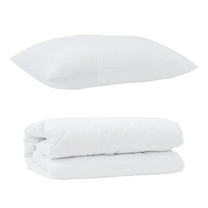 vidaXL Duvet avec Oreiller 2 Pièces Blanc 155 x 220 cm Microfibre