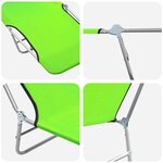 vidaXL Chaises longues pliables lot de 2 Acier et tissu Vert