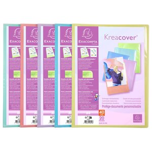Protège-documents En Polypropylène Kreacover Pastel 40 Vues - A4 - Couleurs Assorties - X 20 - Exacompta