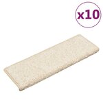 vidaXL Tapis d'escalier 10 pièces 65 x 21 x 4 cm Blanc Bord rectangulaire