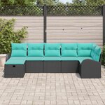 vidaXL Ensemble de canapé de jardin avec coussin 7 Pièces Noir polyrotin