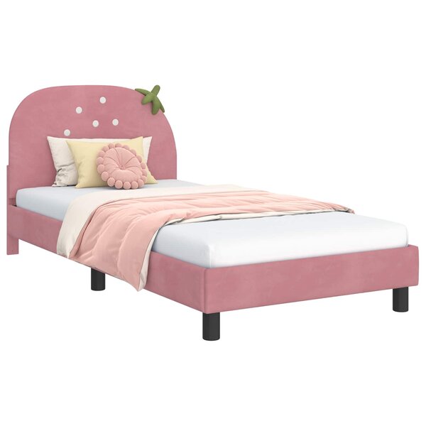 vidaXL Cadre de lit pour enfants avec tête de lit Rose 90 x 200 cm