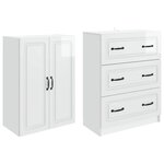vidaXL Ensemble de Meubles 2 Pièces Blanc brillant 66 x 34 5 x 87 cm