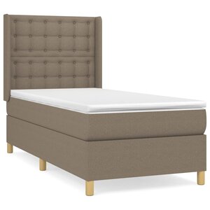vidaXL Sommier à lattes de lit avec matelas Taupe 90x200 cm Tissu