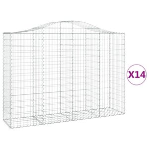 vidaXL Paniers à gabions arqués 14 Pièces 200x50x140/160 cm Fer galvanisé