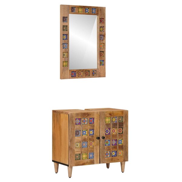 vidaXL Ensemble de mobilier de salle de bain avec porte 2 Pièces Naturel