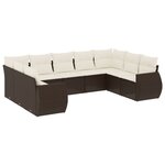 vidaXL Salon de jardin avec coussins 9 Pièces marron résine tressée