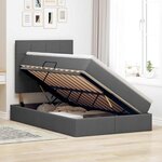 vidaXL Lit de rangement LED avec matelas Gris foncé 120 x 190 cm Tissu