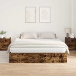 vidaXL Cadre de lit Chêne fumé 200 x 180 x 31 5 cm Bois d'ingénierie