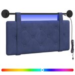 vidaXL Tête de lit suspendue Avec lumière LED Bleu police Velours