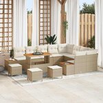 vidaXL Ensemble de canapé de jardin 13 Pièces Beige Poly rotin