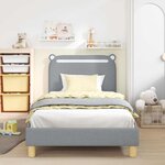 vidaXL Cadre de lit pour enfants avec tête de lit Gris clair tissu