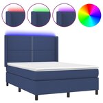 vidaXL Sommier à lattes de lit matelas LED Bleu 140x200 cm Tissu