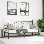 vidaXL Lit de jour et lit gigogne sans matelas noir 90x190 cm acier