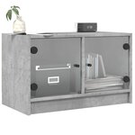 vidaXL Meuble TV avec portes en verre gris béton 68x37x42 cm