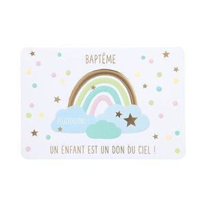 Carte de voeux - baptême - un enfant est un don du ciel !