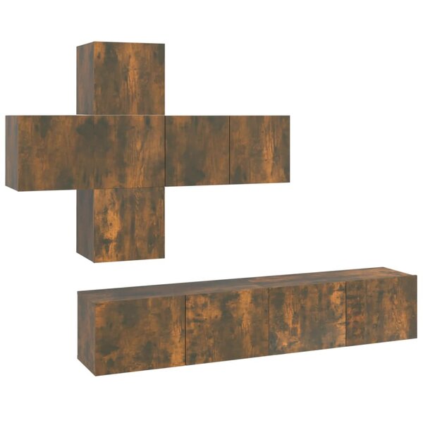 vidaXL Ensemble de meubles TV 7 Pièces Chêne fumé Bois d'ingénierie