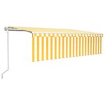 vidaXL Auvent automatique store capteur de vent/LED 5x3 m Jaune/blanc
