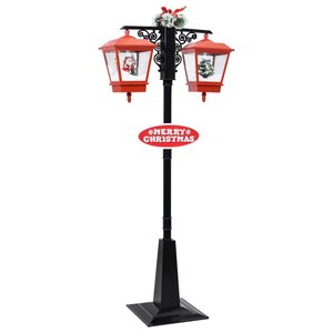 vidaXL Lampadaire de Noël avec Père Noël Noir et rouge 81x40x188cm PVC