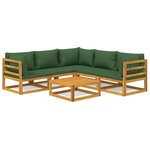 vidaXL Salon de jardin 6 Pièces avec coussins vert bois massif