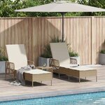 vidaXL Chaise longue avec coussin 2 Pièces Beige 35 x 35 x 32cm polyrotin