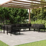 vidaXL Salon de jardin 9 Pièces avec coussins Aluminium Anthracite