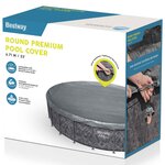 Bestway Couverture de piscine Ø6 10 m Rond Polyester Gris