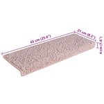 vidaXL Tapis d'escalier 30 pièces 65 x 21 x 4 cm Blanc et rose Bordure rectangulaire