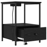 vidaXL Table de nuit avec station de chargement 2 Pièces Chêne noir